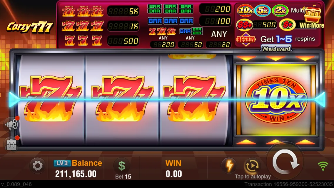 Speed 777 game interface screenshot 4